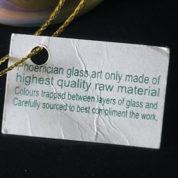 Handblown Phoenician Style Vase, Phonecician Bud Vase Brown and Blue 5.375" - Picture 8 of 8